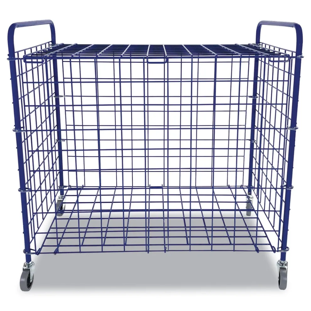 Champion Sports 37 in. x 22 in. x 20 in. 24-Ball Capacity Metal Lockable Ball Storage Cart - Blue