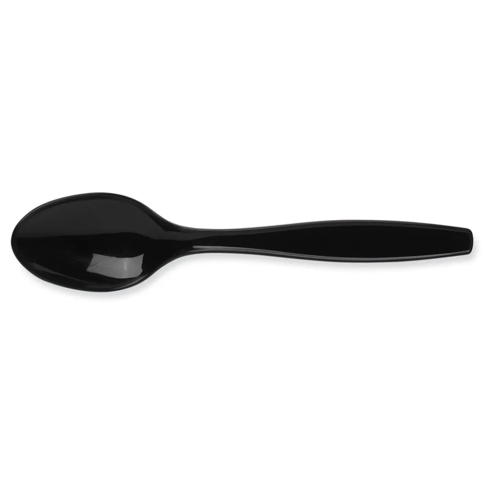 Dixie Individually Wrapped Heavyweight Teaspoons - Black (1000/Carton)