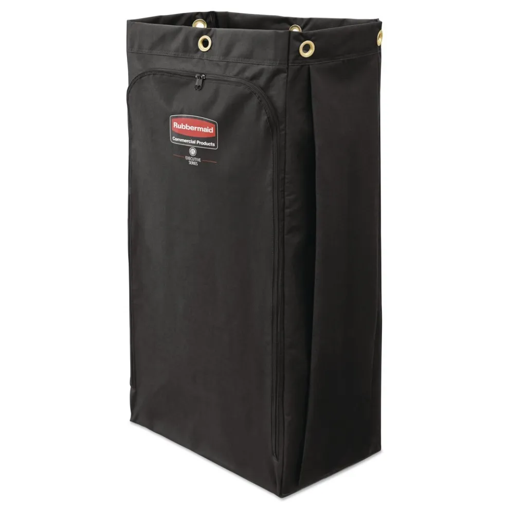 Rubbermaid Commercial 10.5 in. x 16.8 in. x 33 in. 30 Gallon Fabric Cleaning Cart Bag for Rubbermaid Commercial Housekeeping and Janitorial Carts - Black (4/Carton)