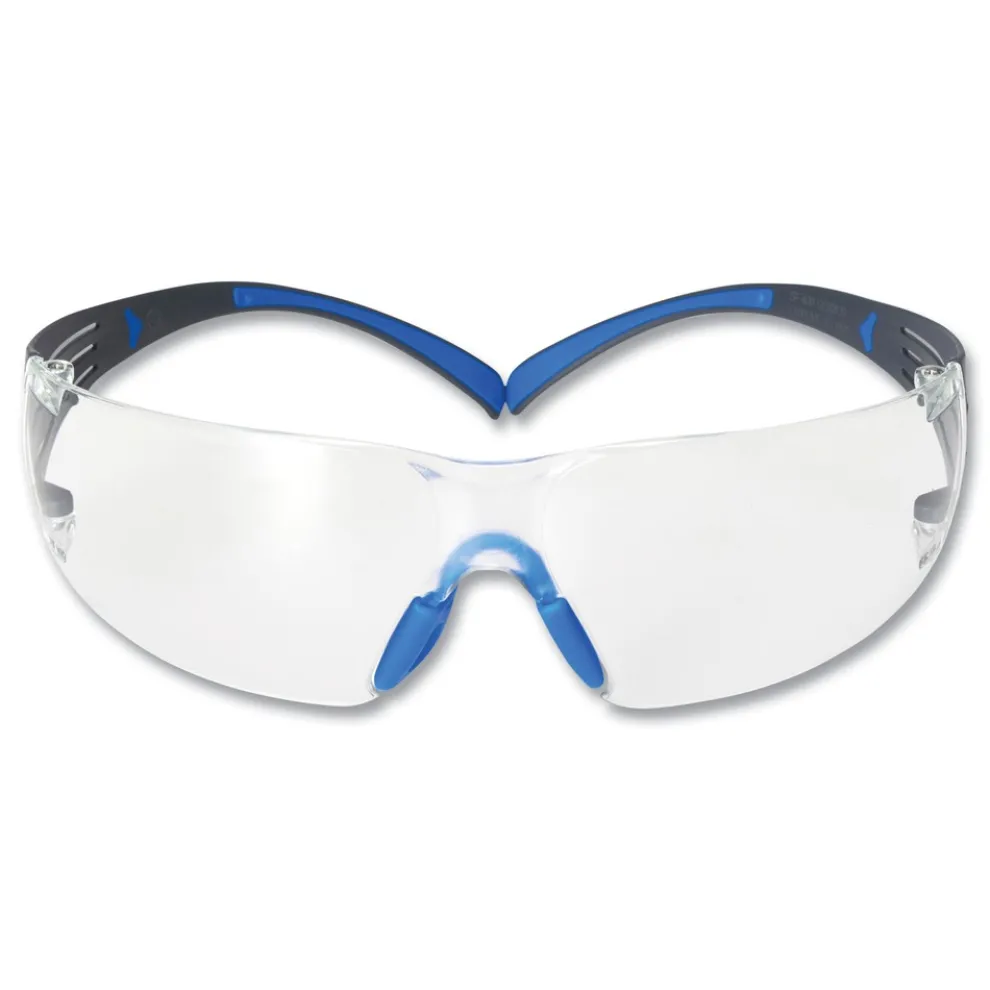 3M SecureFit 400 Series Plastic Frame Polycarbonate Lens Protective Eyewear - Black/Blue Frame/Clear Lens