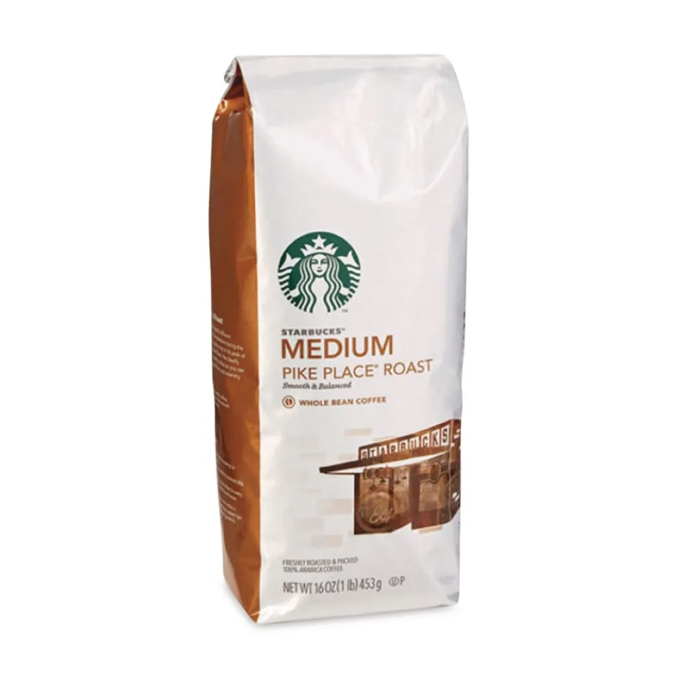 Starbucks 12411946 1 lb Bag Whole Bean Coffee - Pike Place Roast (6/Carton)