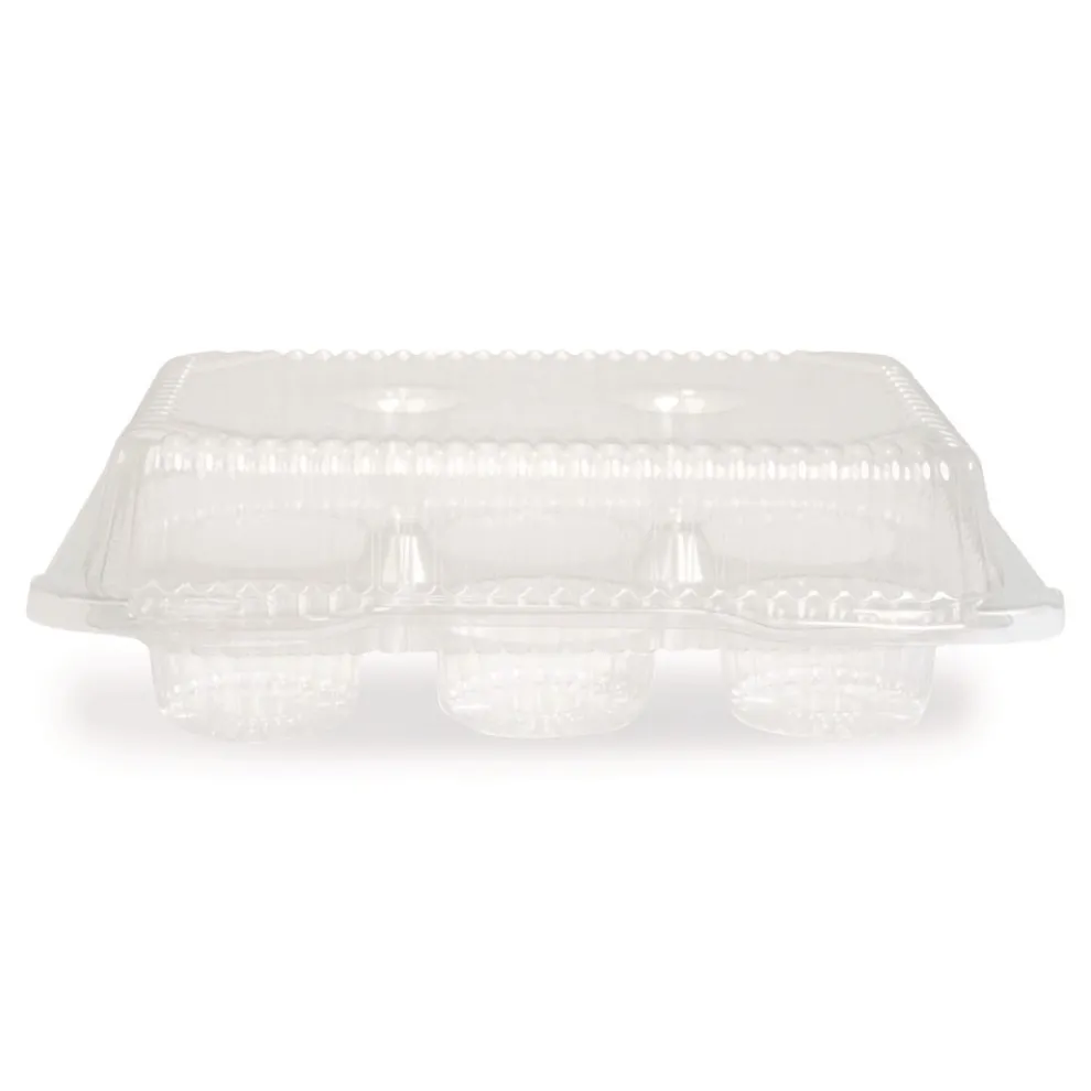 Plastifar Bakery Containers, Muffin/Cupcake, 7.25 x 9.88 x 3.13, Clear, 250/Carton