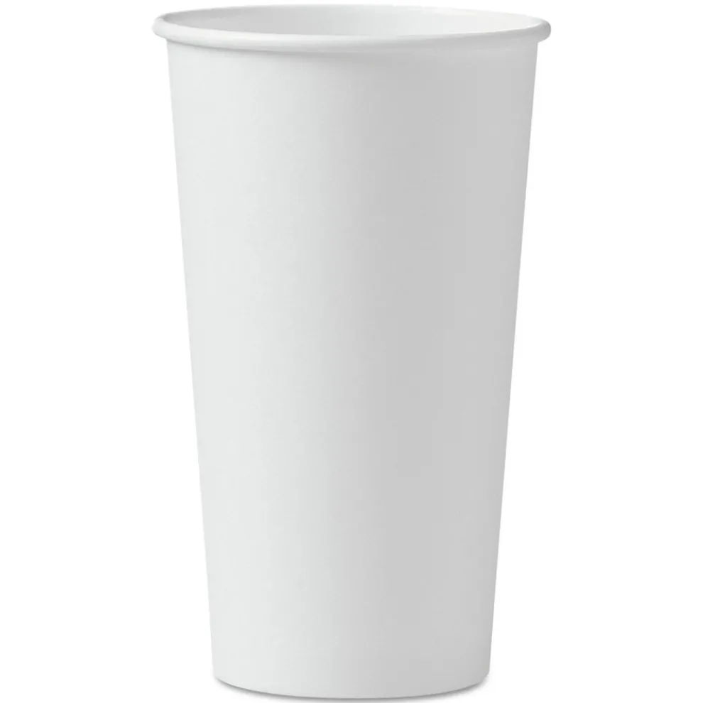 SOLO 420W-2050 20 oz. Single-Sided Poly Paper Hot Cups - White (15 Packs/Carton)