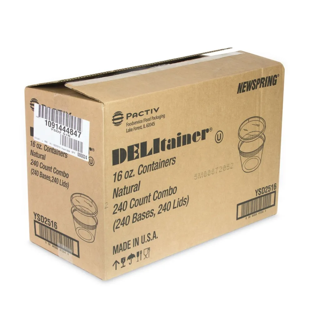 Pactiv Corp. 2 in. x 2 in. x 2 in. 16 oz. Newspring DELItainer Microwavable Plastic Container - Clear (240/Carton)