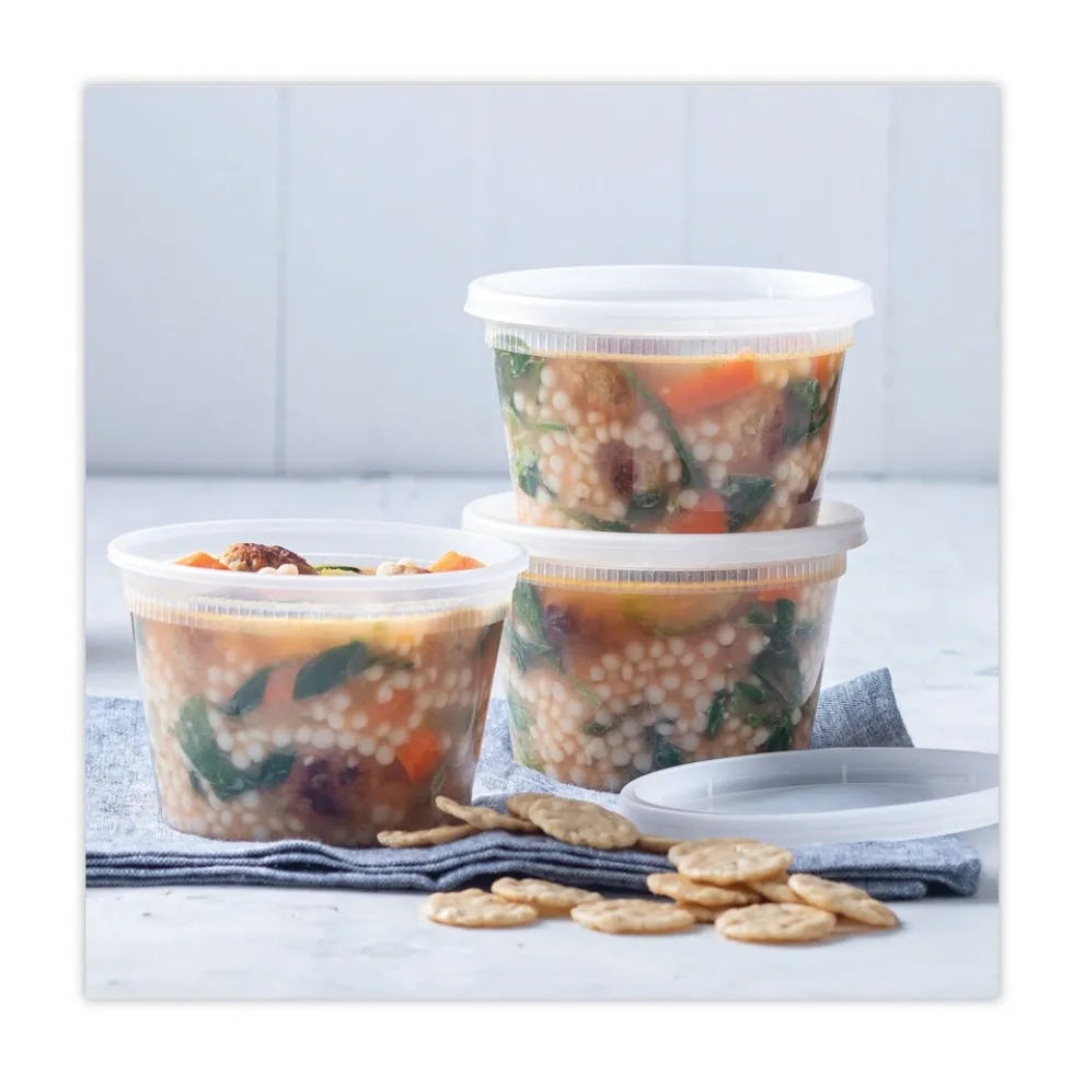 Pactiv Corp. 2 in. x 2 in. x 2 in. 16 oz. Newspring DELItainer Microwavable Plastic Container - Clear (240/Carton)