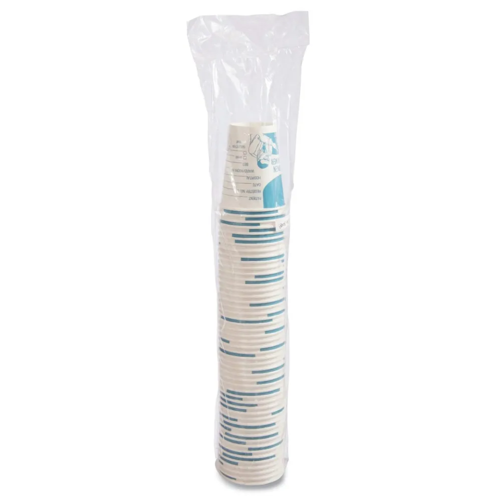 SOLO 8 oz Paper Specimen Cups - Blue/White (50/Sleeve, 20 Sleeves/Carton)