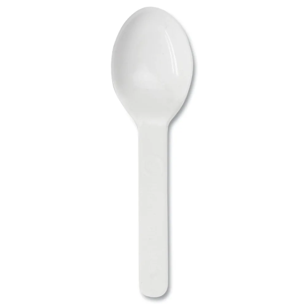World Centric SP-CS-3 3 in. PLA Compostable Cutlery Tasting Spoon - White (3000/Carton)