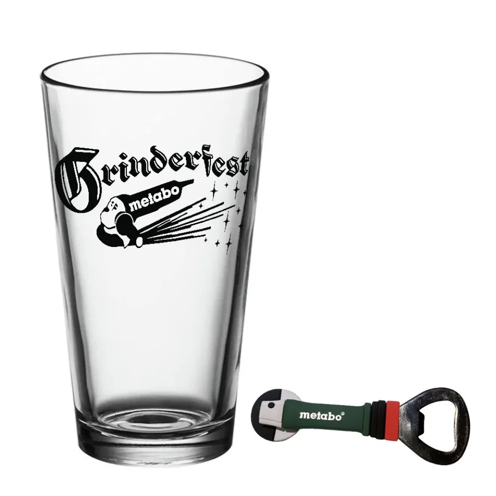 Metabo Grinderfest Pint Glass and Bottle Opener Set
