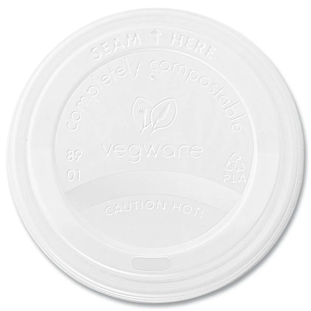 Vegware 89 Series Compostable Hot Cup Lids - White (1000/Carton)