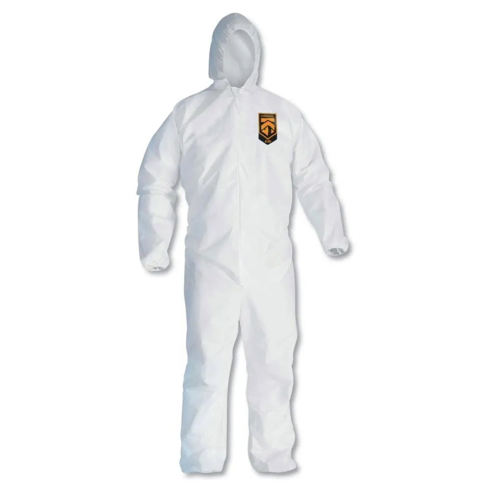Ansell A30 Elastic-Back and Cuff Hooded Coveralls - Medium, White (25/Carton)