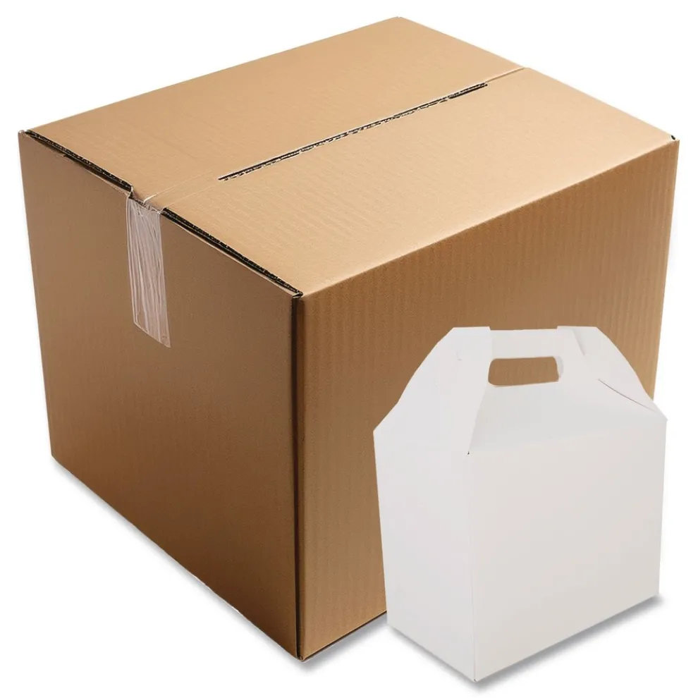SCT 10 lbs. Capacity 8.88 in. x 5 in. x 6.75 in. Paper Carryout Barn Boxes - White (150/Carton)