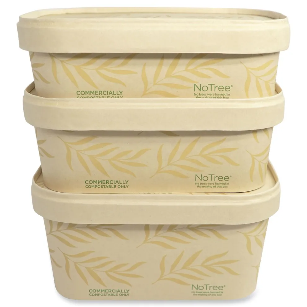 World Centric CT-NT-16 16 oz 4.7 in. x 6.8 in. x 1.6 in. Sugarcane No Tree Rectangular Containers - Natural (300/Carton)