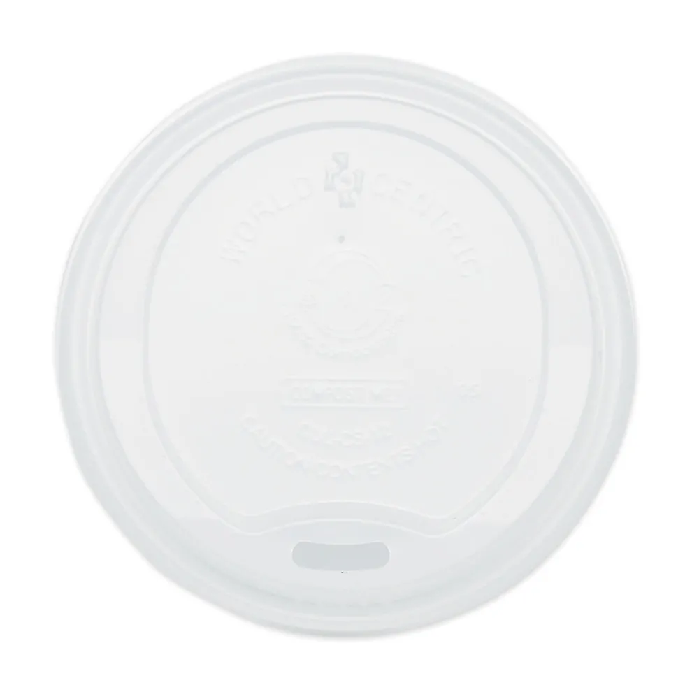 World Centric 10 oz. - 20 oz. PLA Lids for Hot Cups - White (1000/Carton)