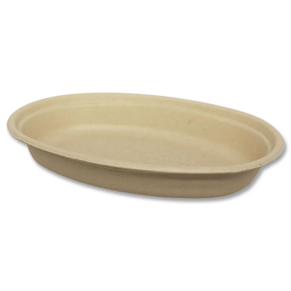 World Centric 32 oz 9.7 x 5.3 x 1.6 Fiber Paper Burrito Bowls - Natural (300/Carton)