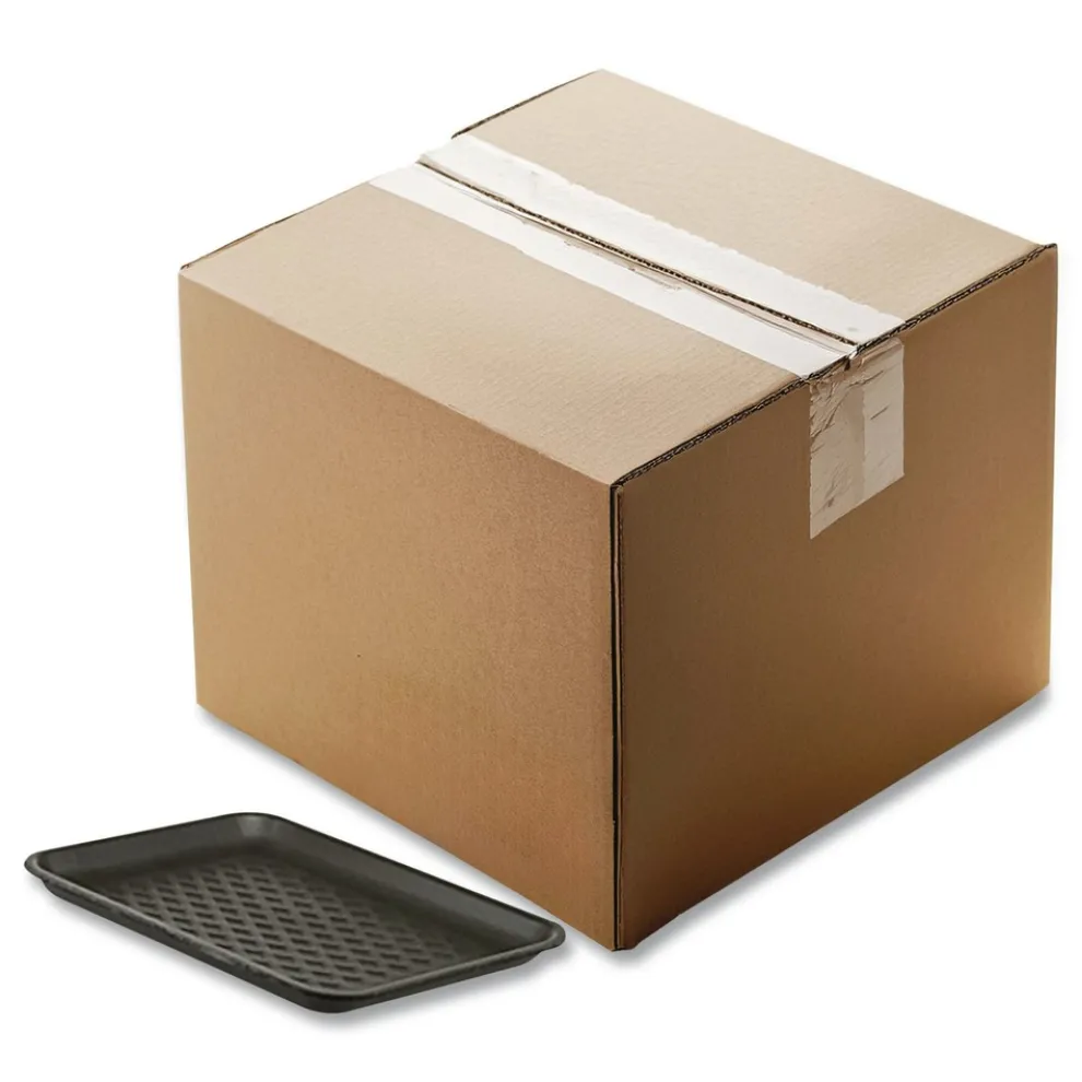 Pactiv Corp. 10.88 in. x 5.88 in. x 0.69 in. No. 10S Foam Supermarket Tray - Black (500/Carton)