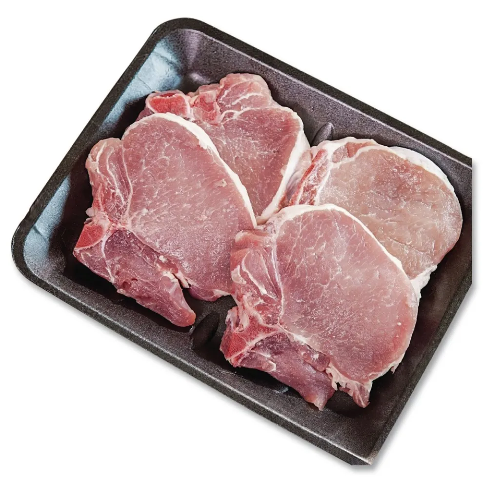 Pactiv Corp. 10.88 in. x 5.88 in. x 0.69 in. No. 10S Foam Supermarket Tray - Black (500/Carton)