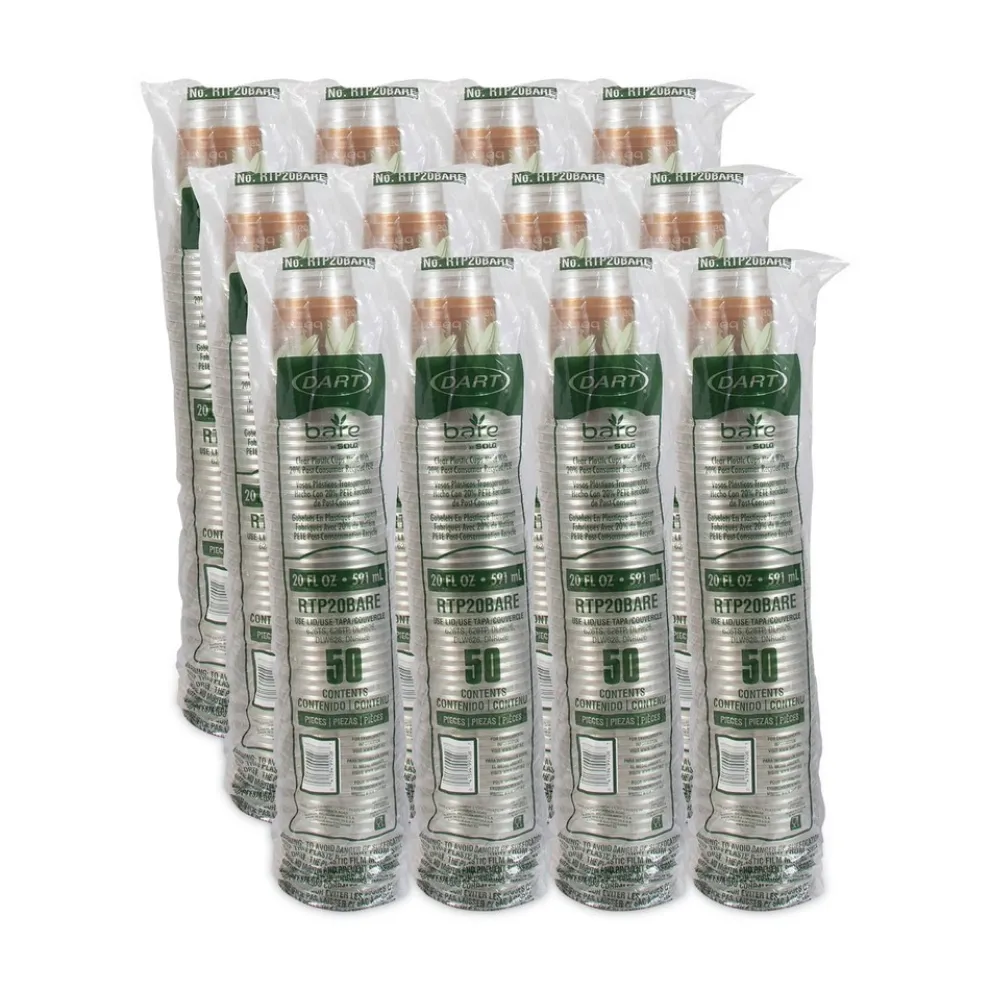 Dart RTP20BARE Bare Eco-Forward 20 oz. Plastic RPET Cold Cups - Leaf Design (600/Carton)