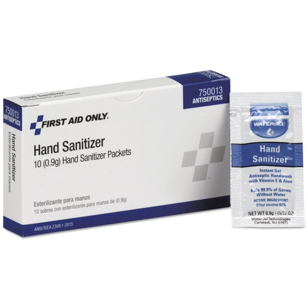 First Aid Only 0.9 g Gel Hand Sanitizer Packets for Unitized and First Aid Stations - Clean Scent (10/Box)