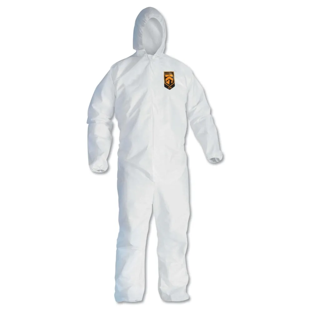 Ansell A40 Elastic-Cuff Ankle Hooded Coveralls - Triple Extra Large, White (25/Carton)