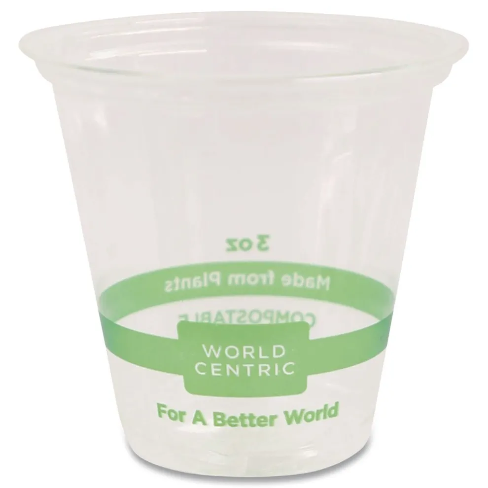 World Centric 3 oz PLA Plastic Cold Cups - Clear (2500/Carton)