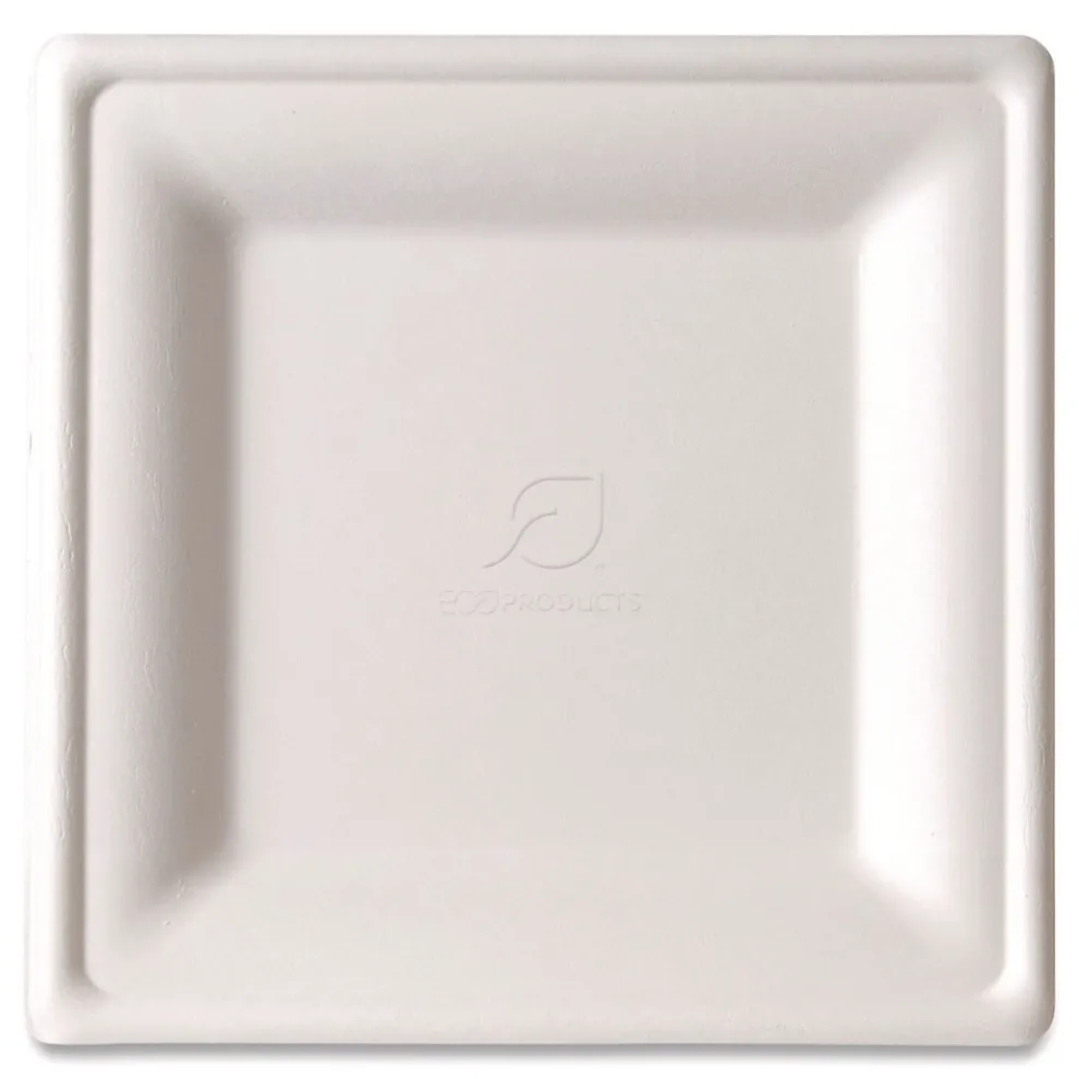Eco-Products Vanguard 7.87 in. x 7.87 in. Renewable and Compostable Sugarcane Plates - White (500/Carton)