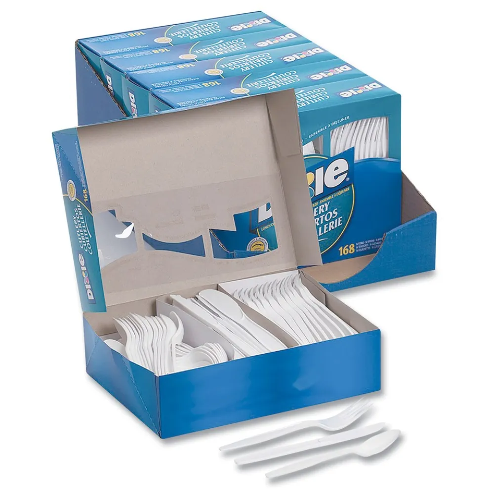 Dixie CM168 Tray with Plastic Forks/Knives/Spoons Combo Pack - White (1008/Carton)