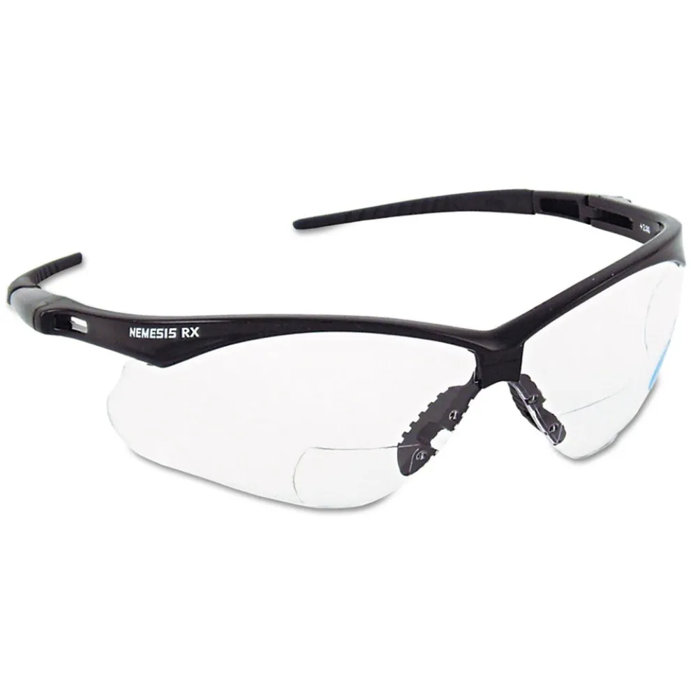 Ansell plus1.0 Diopter Strength V60 Nemesis Rx Reader Safety Glasses - Black Frame, Clear Lens