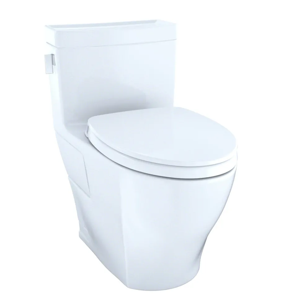 TOTO 1-Piece Legato CEFIONTECT WASHLETplus 1.28 GPF Elongated Universal Height Skirted Toilet - Cotton White