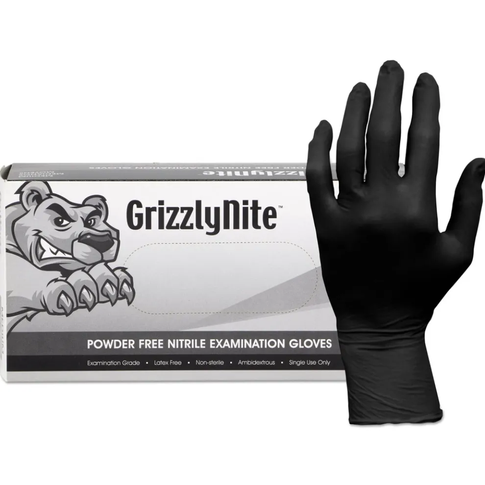 HOSPECO GL-N105FX ProWorks GrizzlyNite Nitrile Gloves - X-Large Black (1000/Carton)