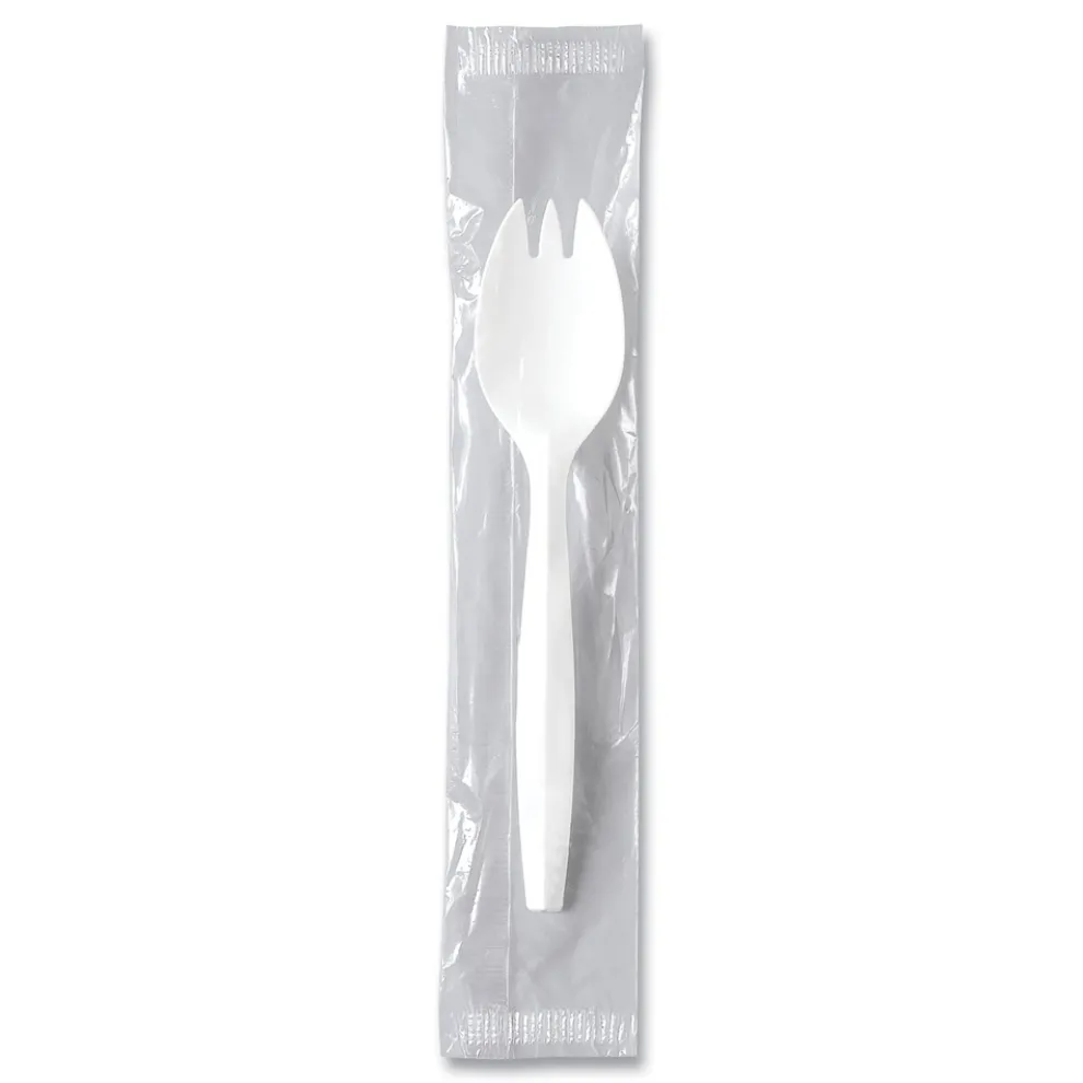 SOLO Individually Wrapped Regal Mediumweight Plastic Cutlery Spork - White (1000/Carton)