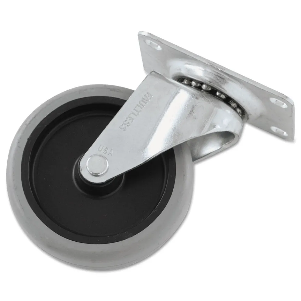Rubbermaid Commercial 4 in. Wheel Swivel Mount Plate Non-Marking Plate Casters - Black/Gray/Silver