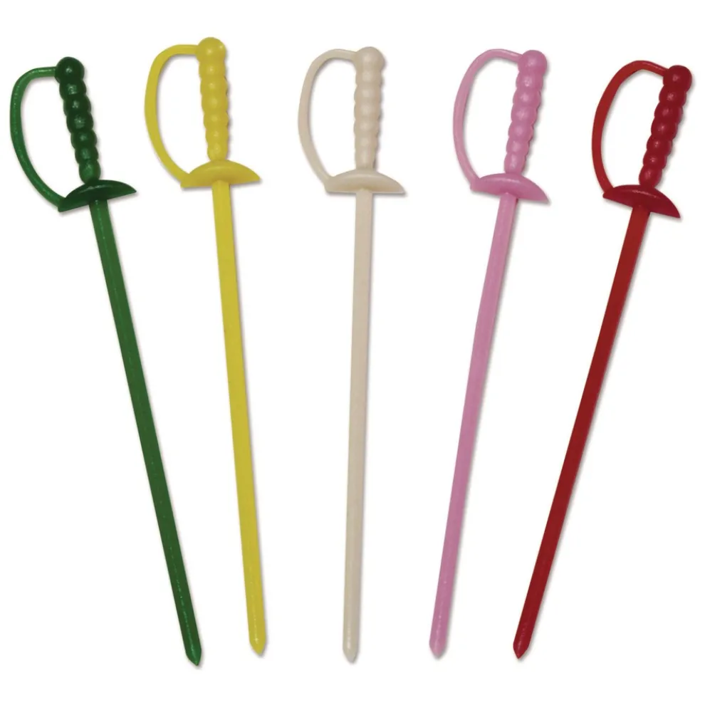 AmerCareRoyal RPP RP147 3.25 in. Plastic Sword Picks - Assorted Colors (10000/Carton)