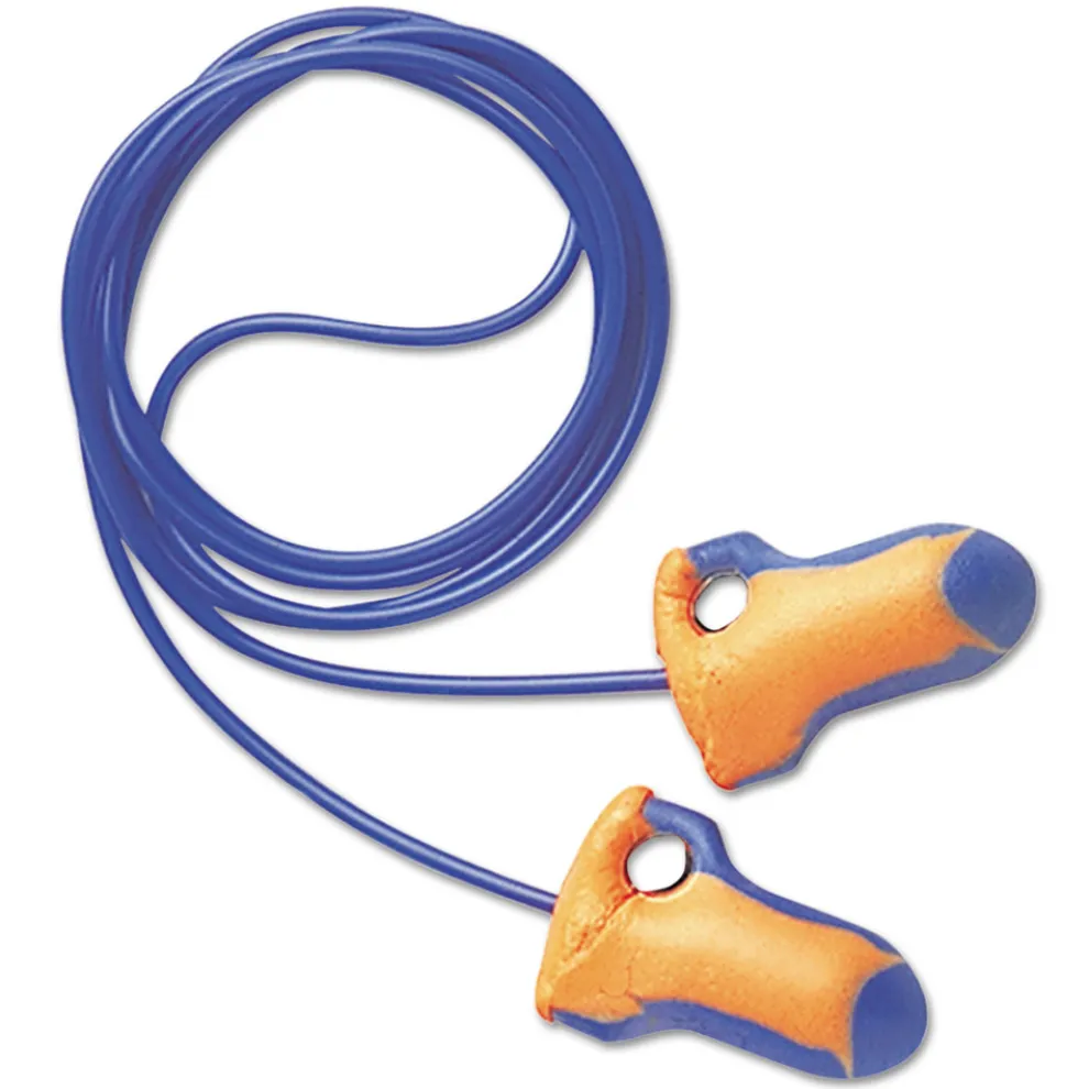 Howard Leight by Honeywell LT-30 100-Pair 32NRR Laser Trak Corded Single-Use Earplugs - Orange/Blue