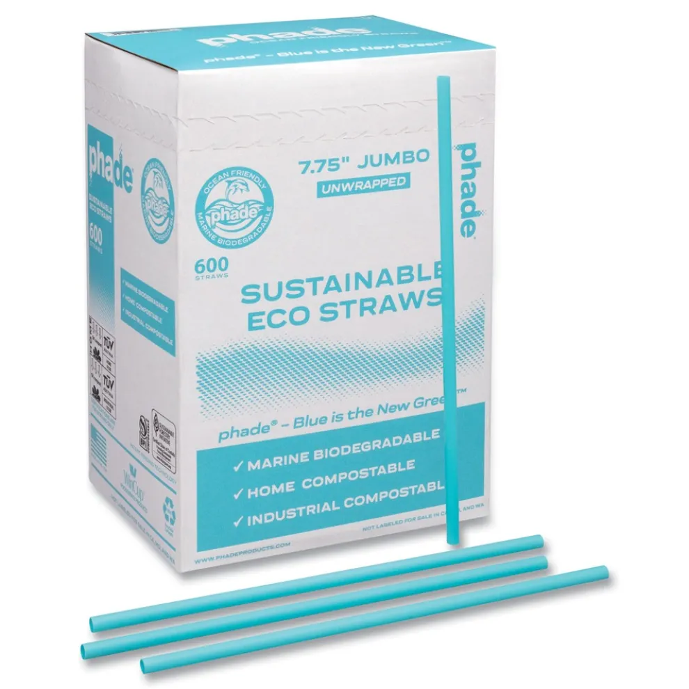 phade 511203 7.75 in. Marine Biodegradable Straws - Ocean Blue (6000/Carton)