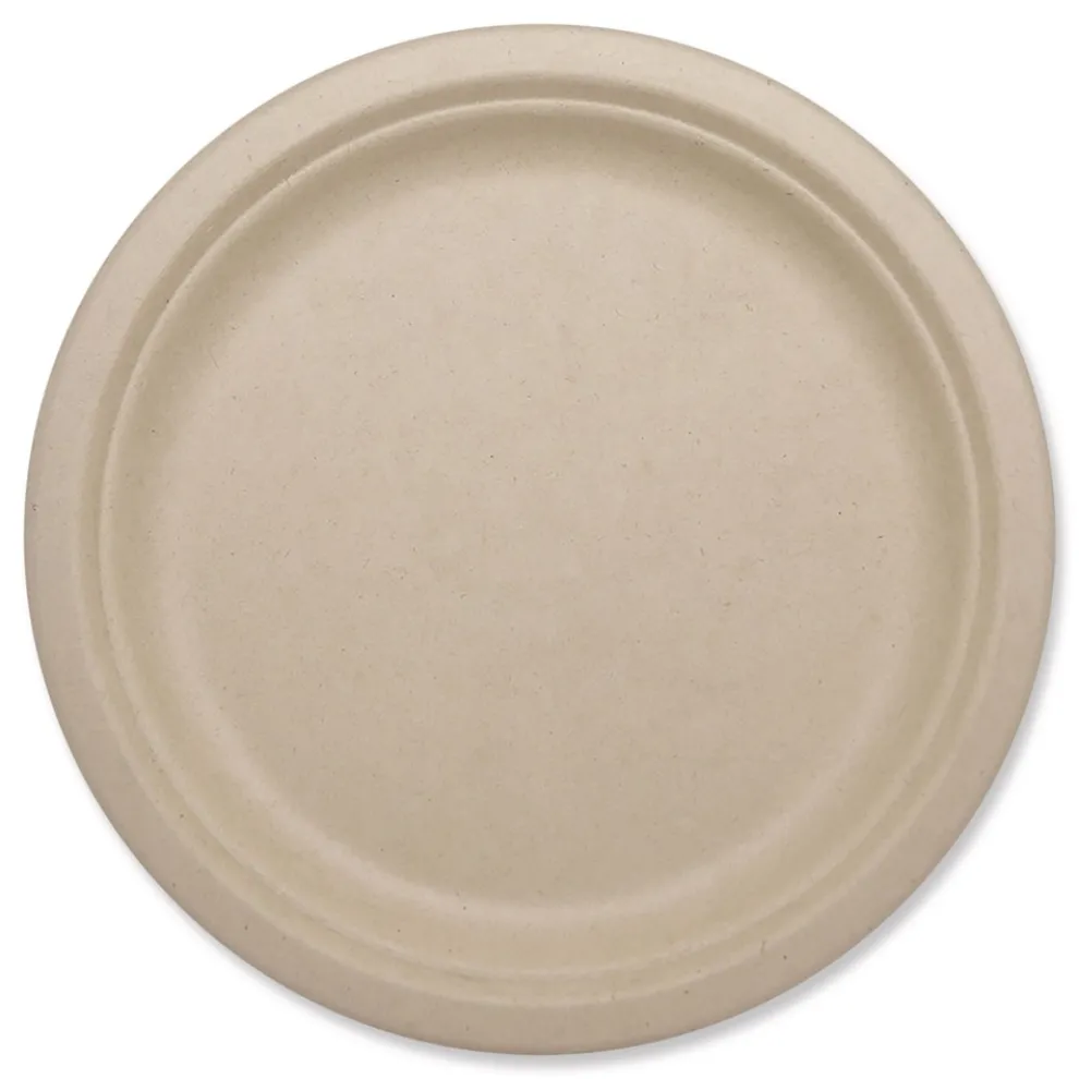 World Centric PL-SC-U10-LFP 10.1 in. Diameter Paper Fiber Plates - Natural (800/Carton)