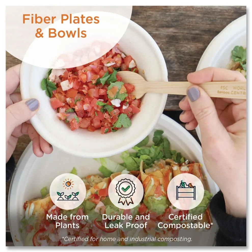 World Centric PL-SC-U10-LFP 10.1 in. Diameter Paper Fiber Plates - Natural (800/Carton)