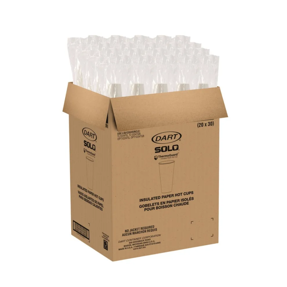 SOLO Thermoguard 20 oz Sustainable Forest Print Insulated Paper Hot Cups - White (600/Carton)