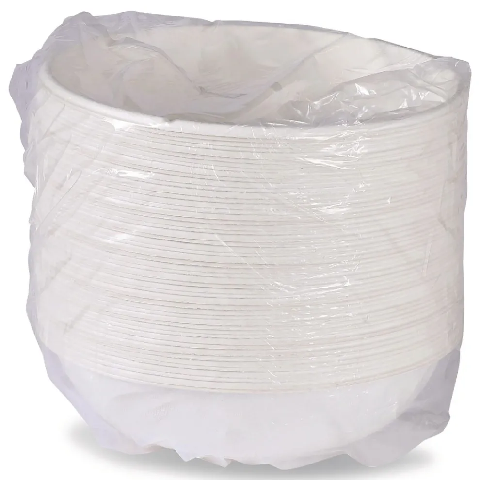 Eco-Products 32 oz. Vanguard Renewable and Compostable Sugarcane Bowls - White (400/Carton)