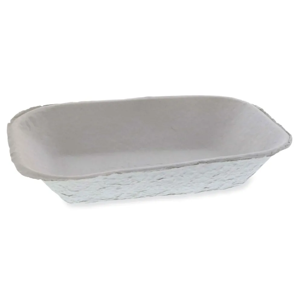 Pactiv Corp. M633524Y EarthChoice Pulpex 9.13 x 6.88 x 1.75 Steep Wall Paper Food Tray - Natural (460/Carton)