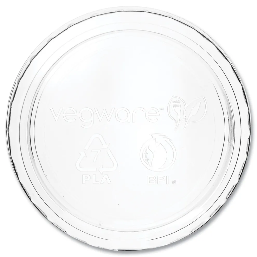 Vegware 2 oz. - 4 oz. Compostable Plastic Portion Pot Lids - Clear (2000/Carton)