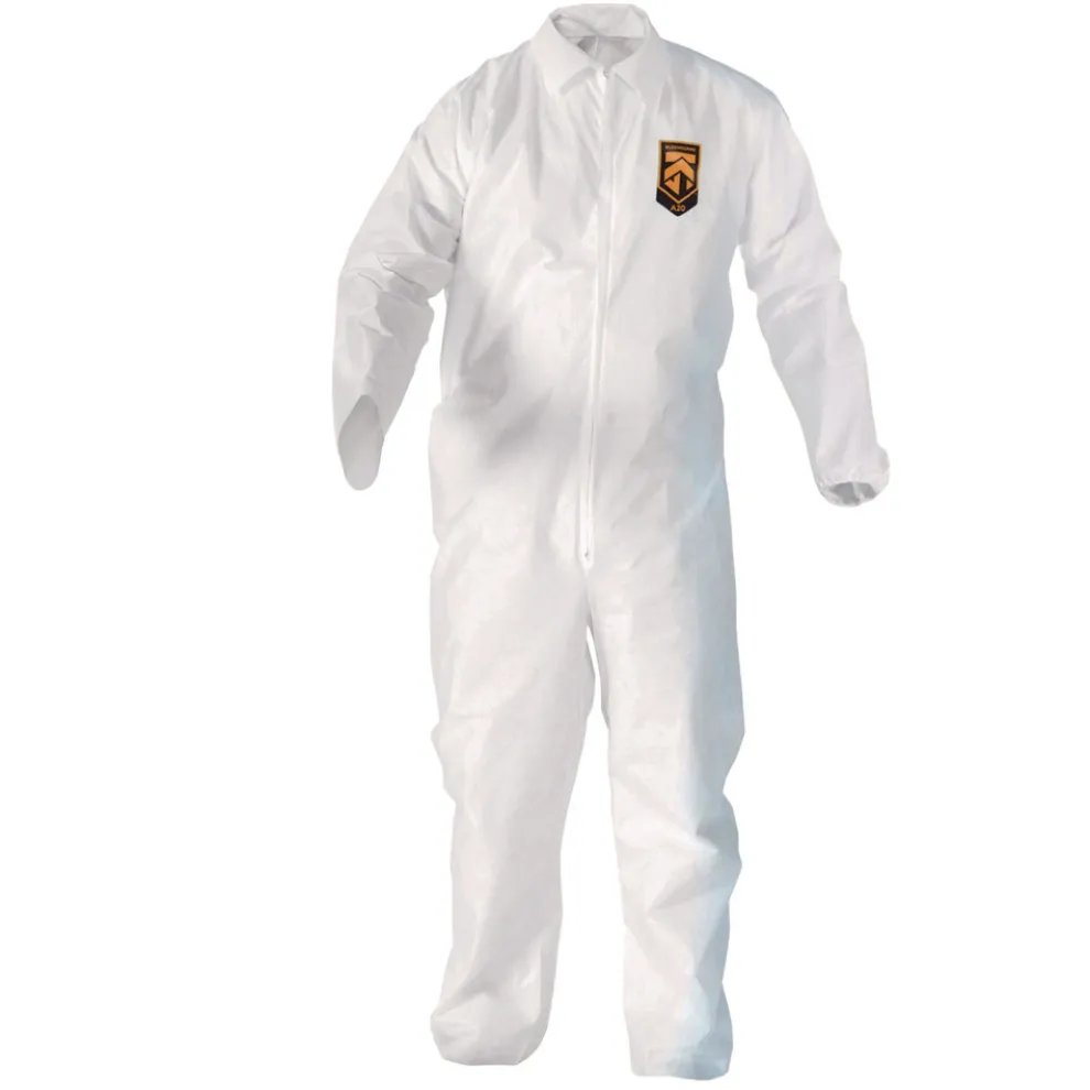 Ansell A20 Zip Front, Elastic-Back, Wrists, and Ankles Breathable Particle Protection Coveralls - Triple Extra Large, White (20/Carton)