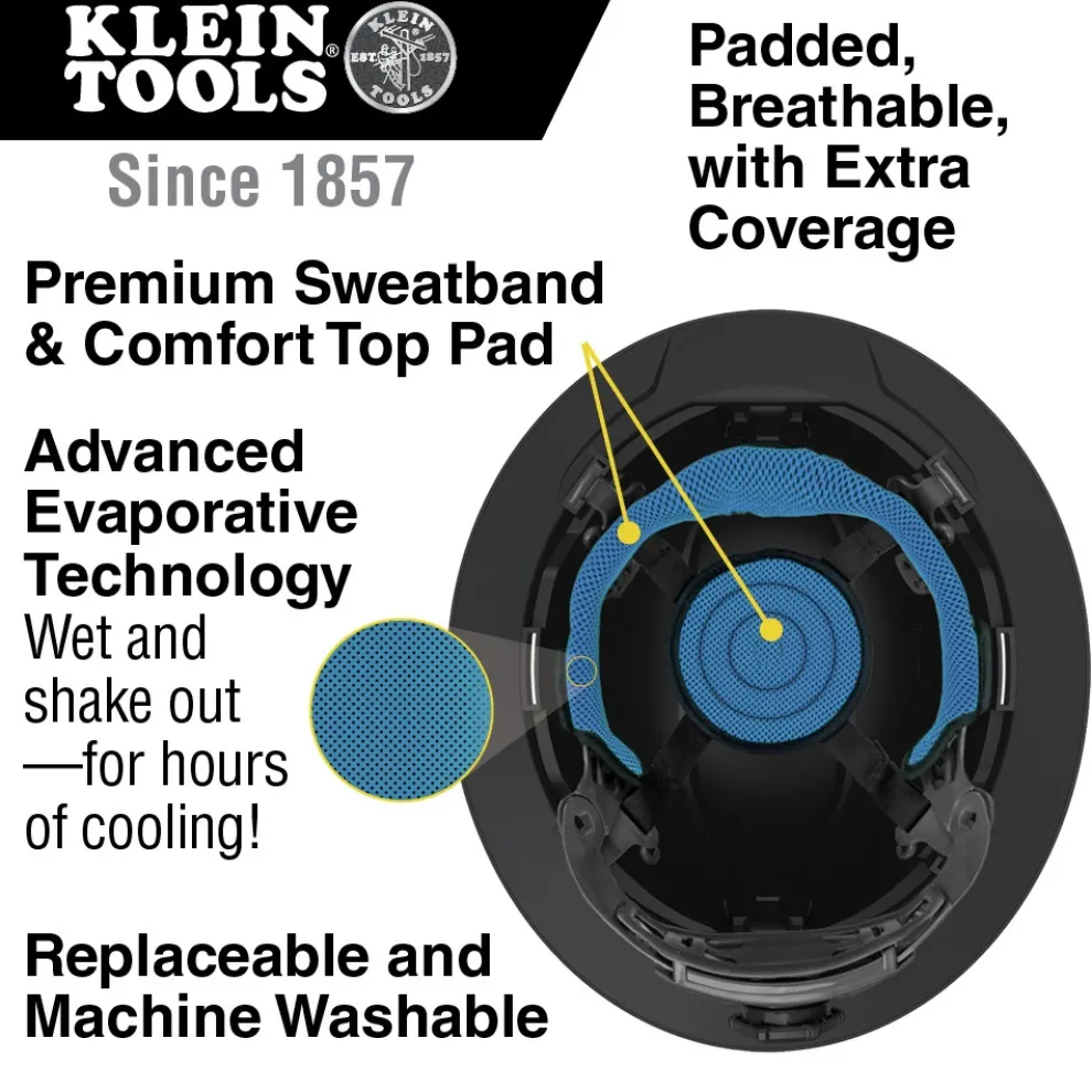 Klein Tools 60347 Class C Vented Full Brim Hard Hat with Rechargeable Lamp - KARBN Pattern