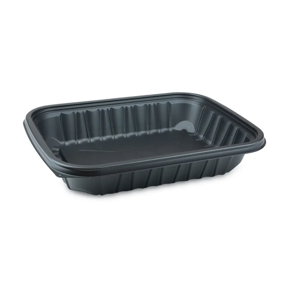 Pactiv Corp. EarthChoice Entree2Go 11.75 in. x 8.75 in. x 2.13 in. 64 oz. Plastic Takeout Container - Black (200/Carton)