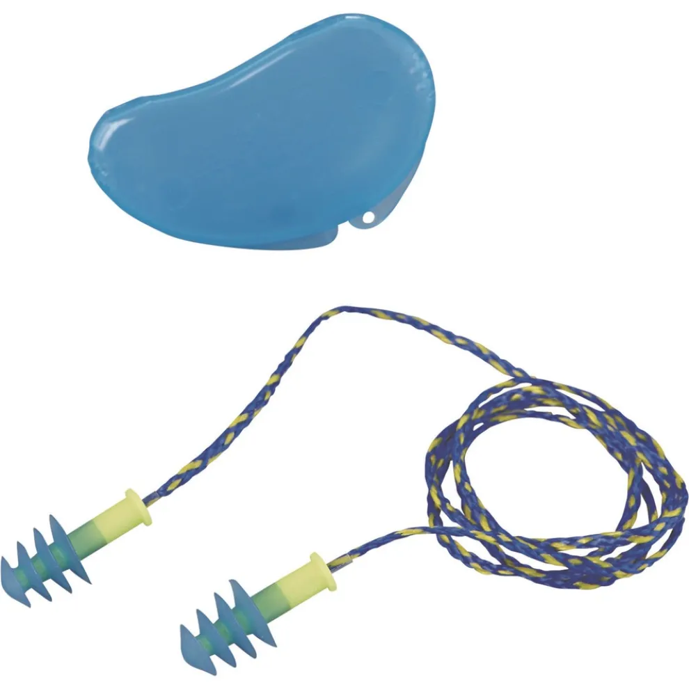 Howard Leight by Honeywell FUS30-HP 100-Pair Fusion 27 dB Corded Multiple-Use Earplugs - Blue/White, Regular