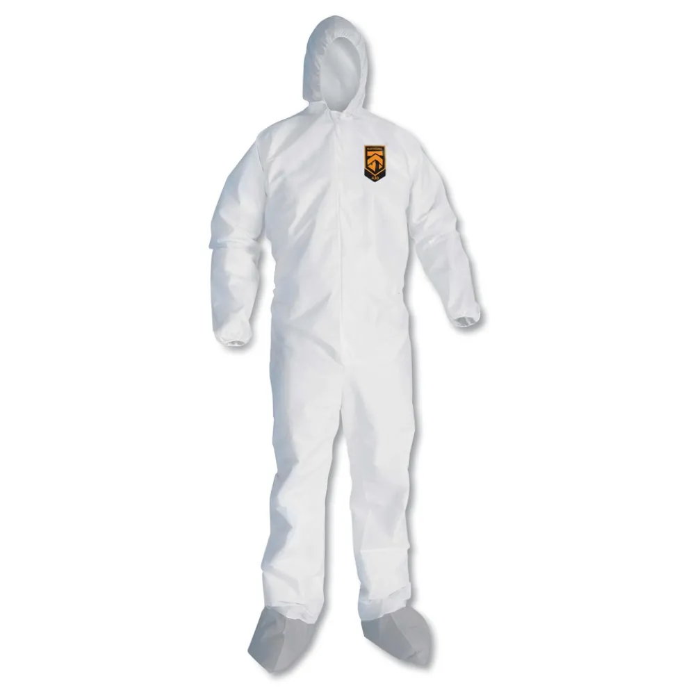 Ansell A45 Liquid and Particle Protection Surface Prep/Paint Coveralls - Large, White (25/Carton)