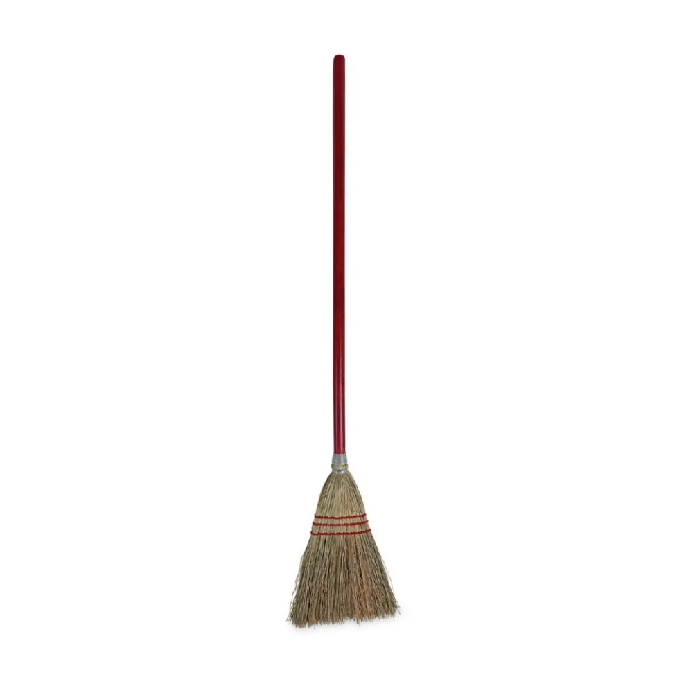 Boardwalk 39 in. Corn Fiber Bristles Lobby/Toy Broom - Red
