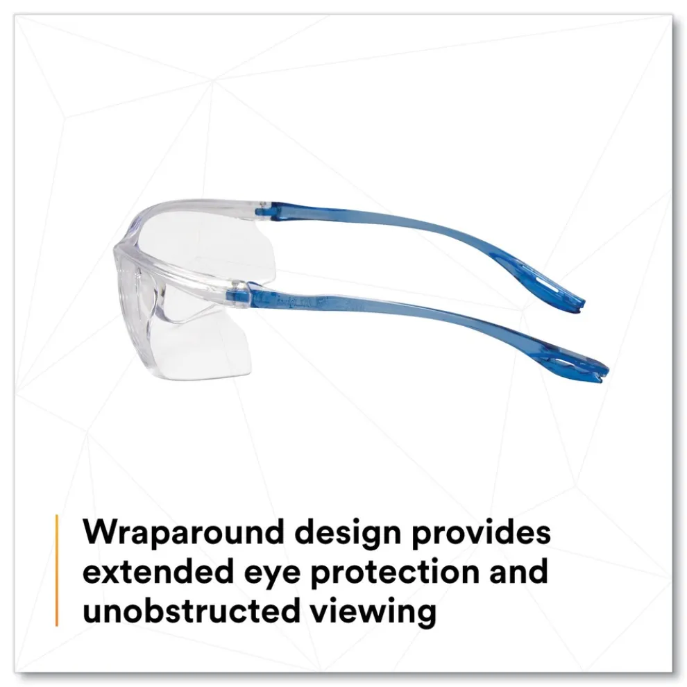 3M Virtua Plastic Frame Polycarbonate Lens Sport CCS Protective Eyewear - Blue Frame/Clear Lens