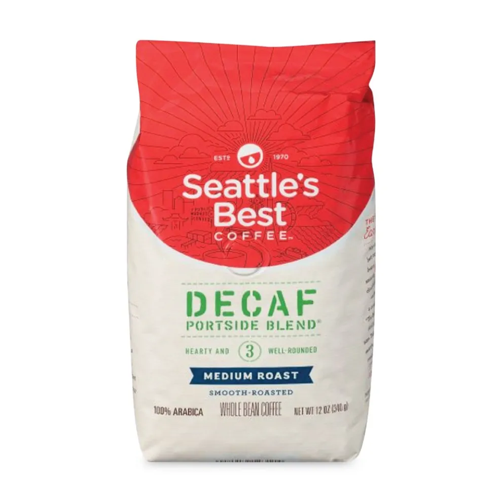 Seattle's Best 12420877 12 oz Bag Decaffeinated Medium Roast Ground Coffee - Port Side Blend (6/Carton)