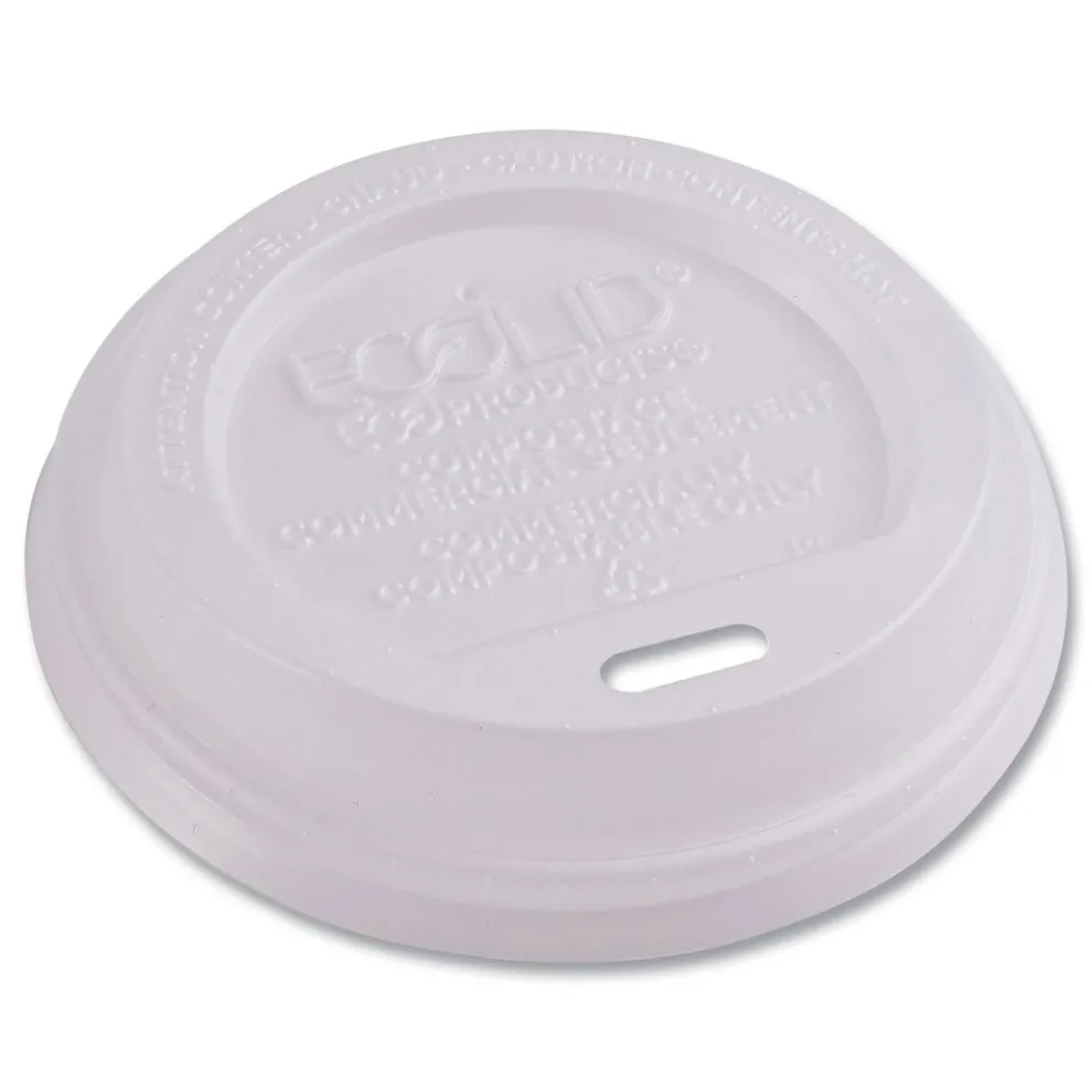 Eco-Products EP-ECOLID-8 EcoLid PLA Renewable/Compostable 8 oz Hot Cup Lids - White (800/Carton)