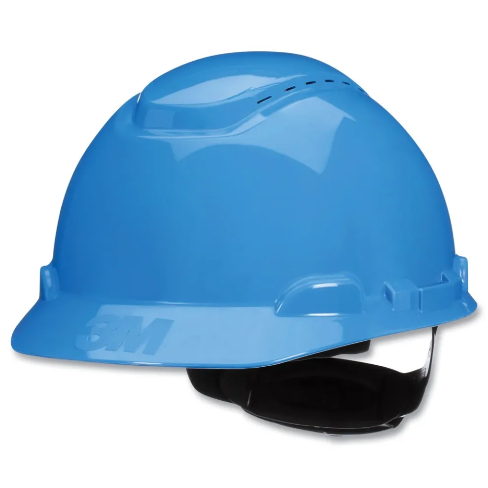 3M SecureFit H-Series 4-Point Pressure Diffusion Ratchet Suspension H-700 Vented Cap with UV Indicator Hard Hats - Blue
